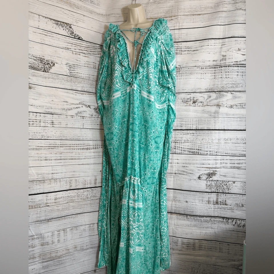 Vestido Plumas y Encontrar Encubrimiento Para Mujer Talla S/M Boho Lujo Floral Resort Wear Rayón Foto 2 de 4