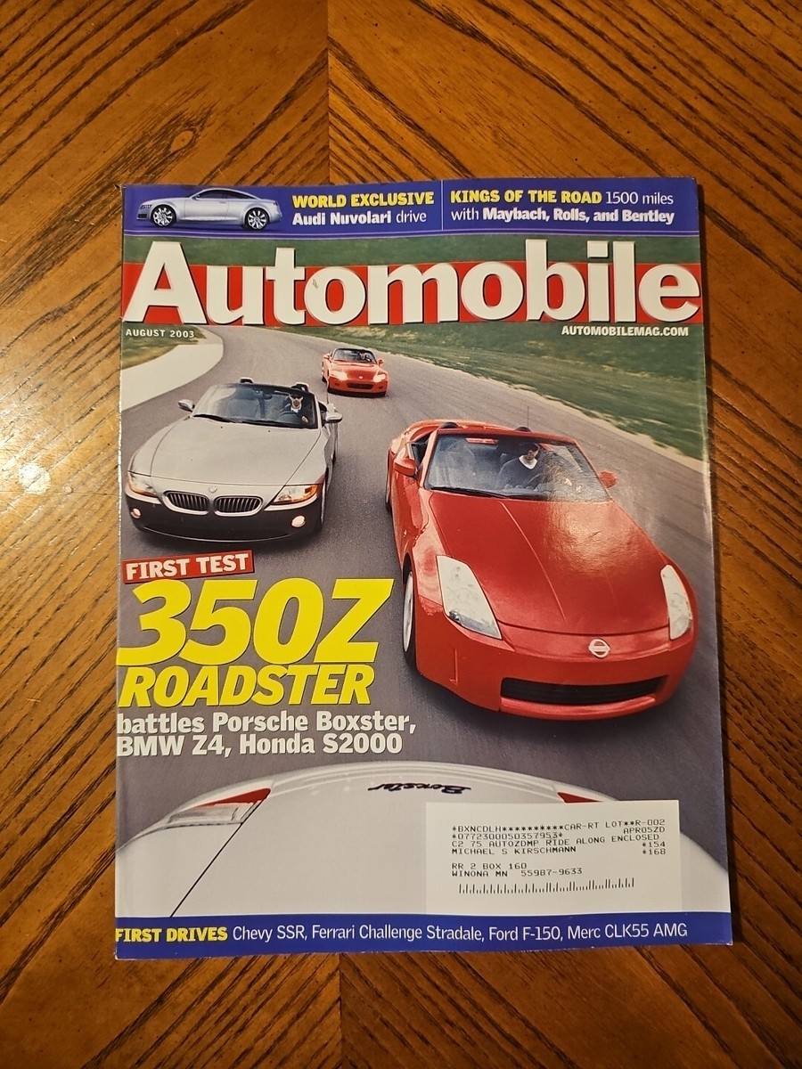 Automobile Magazine August 2003 Nissan 350Z BMW Z4 Honda S2000