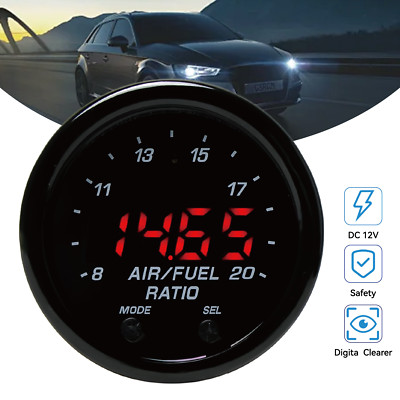 52mm Air Fuel Ratio Gauge LED Digital Display & Wideband O2 Oxygen Sensor 12V