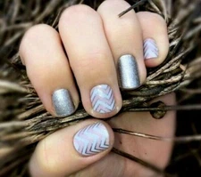 Jamberry Nail Wraps ~ HALF SHEET ~ ROSE QUARTZ CHEVRON Rare Pink & Silver