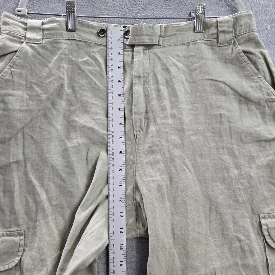 Pantalones de mujer Rachel Roy XL beige lino bolsillos de carga pierna ancha 25 pulgadas entrepierna Foto 4 de 4