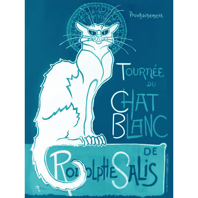 Le Chat Blanc von Rodolphe Salis Weiße schwarze Katze extragroßer Leinwanddruck