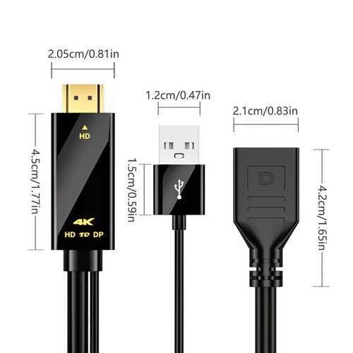 4K HDMI to DP Displayport Active Converter Cable with USB Power for PC Laptop AU - Picture 3 of 12