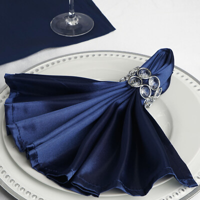 10 Navy BLUE Silky SATIN 20x20'' Wedding NAPKINS Party Table Linens Catering