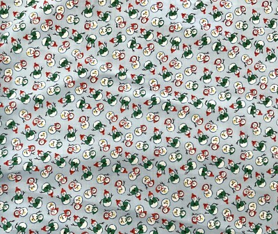 Vintage Cranston Snowman & Women Holiday Christmas Fabric Sold By The Yard 45  W
