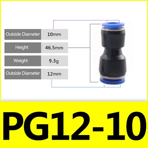 Pneumatic Reducing Straight Connector Hose Tube Inline Push Fit Air Line 4~16mm - Picture 20 of 23