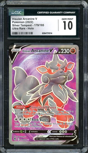 CGC 10 Gem Pokemon Hisuian Arcanine V #179/195 Silver Tempest Graded Card