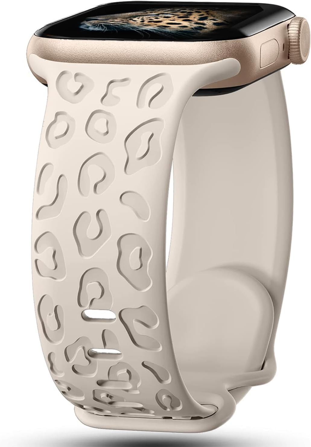 Leopard Engraved Silicone Watch Band Compatible with 38/40/41mm, a1-starlight