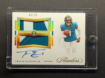 TRAVIS ETIENNE JR Rookie Auto 2021 Flawless Dual Patch Gold Holo Foil SP /25 RC