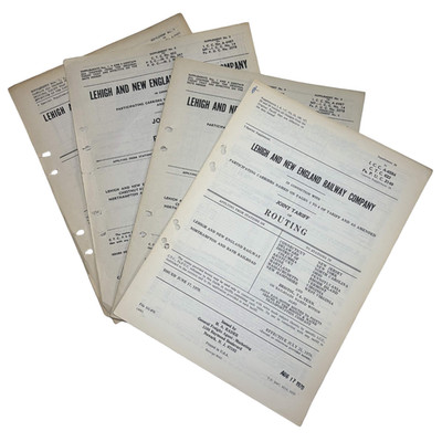 4 Pc Vintage Lehigh and New England Railroad Routing Tariff Collection 1945-1970