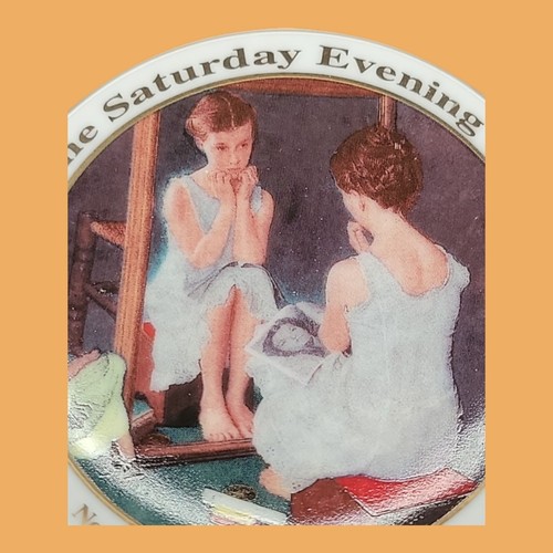 Norman Rockwell "Girl in the Mirror" The Saturday Evening Post Mini Plate & Stnd - Picture 4 of 10