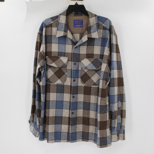 VTG Pendleton Board Shirt Mens XL Loop collar Plaid Wool Button Up flap pockets - Picture 2 of 12