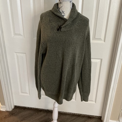 Maglione uomo vintage resistente alle intemperie maglia manica lunga verde oliva taglia grande spessore - Foto 3 di 13