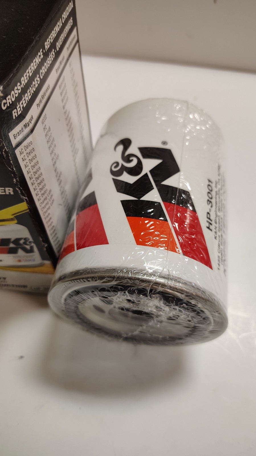 K&N OIL FILTER  AUTOMOTIVE HP-3001. Performance Gold. Wrench-off canister.
