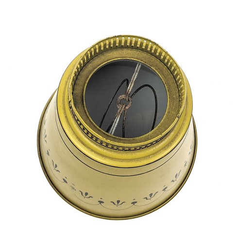 Pantalla de lámpara de repuesto de metal amarillo mostaza Tole MCM Toleware vintage - Imagen 5 de 6