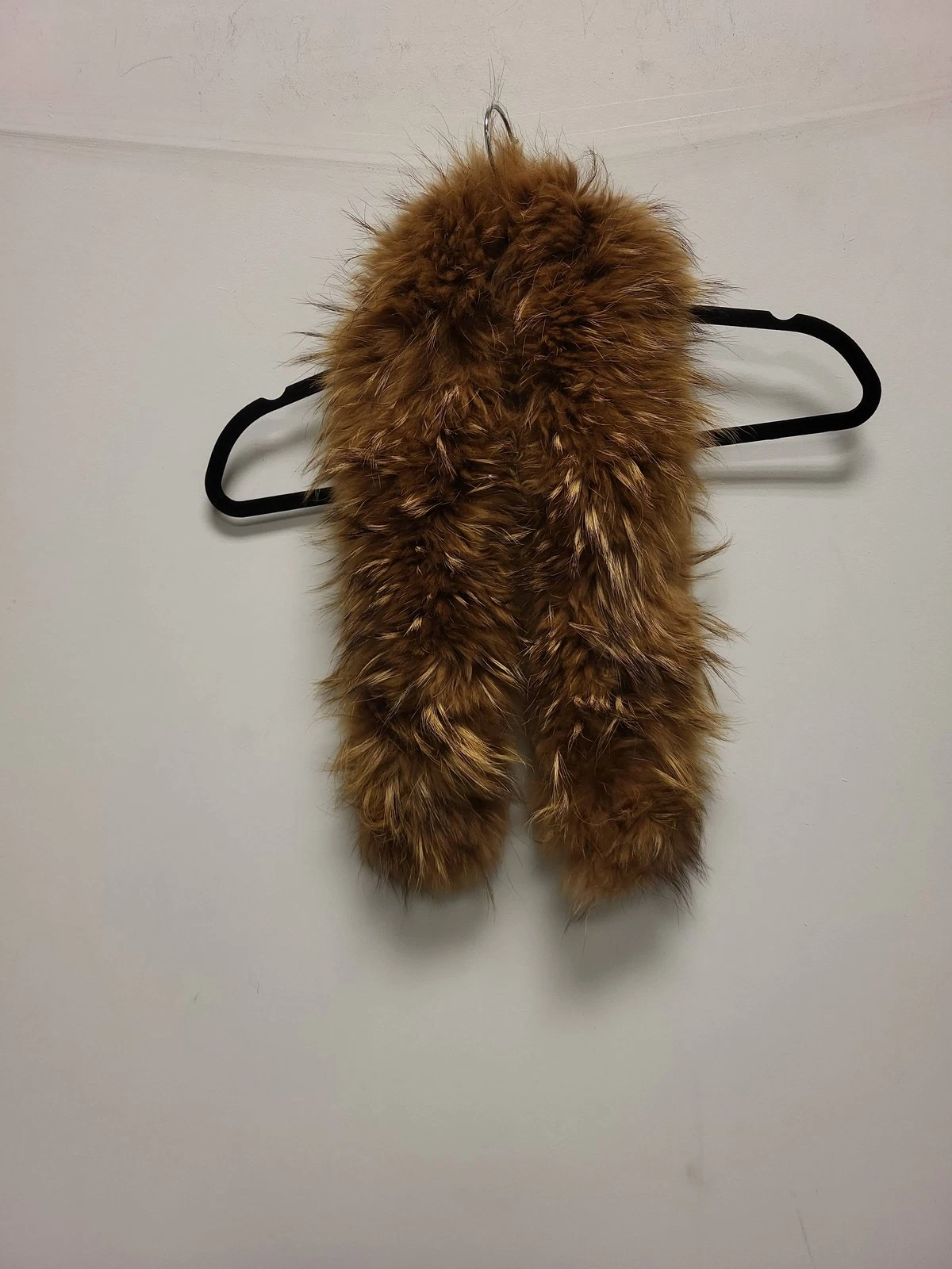 Vintage Brown Long Fur Stole Scarf Wrap Detachable Coat Collar With Snaps 36"