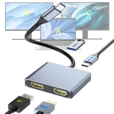 USB C to DisplayPort and HDMI Adapter 4-in-1 with 100W PD 3.0 Grey