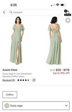 Azazie Chloe Bridesmaid Dress Formal Gown Size A4 Small Dusty Sage