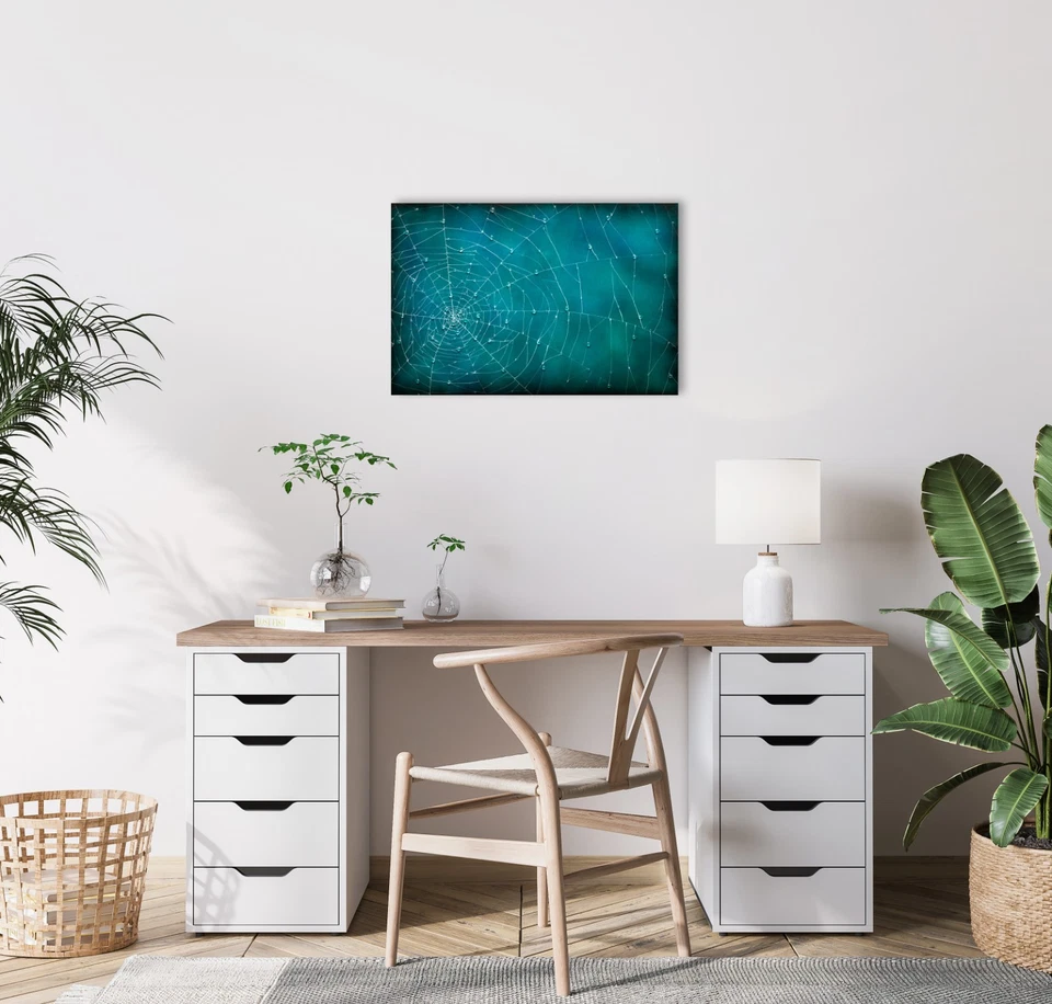 Arte de pared en lienzo de telaraña 36x24 - arte espeluznante de Halloween arañas Foto 4 de 4