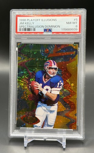 1996 Playoff Illusions Jim Kelly Spectralusion Dominion PSA 8 Low Pop - Picture 3 of 7