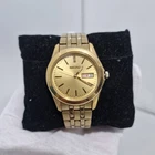 Seiko Watch Gold Day Date Stainless Steel 7N43-0AMO Quartz Movement Japan 980779