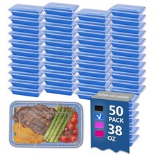 50 PC 38 oz Meal Prep Food Storage Containers with Lids BPA Free Dishwasher Safe