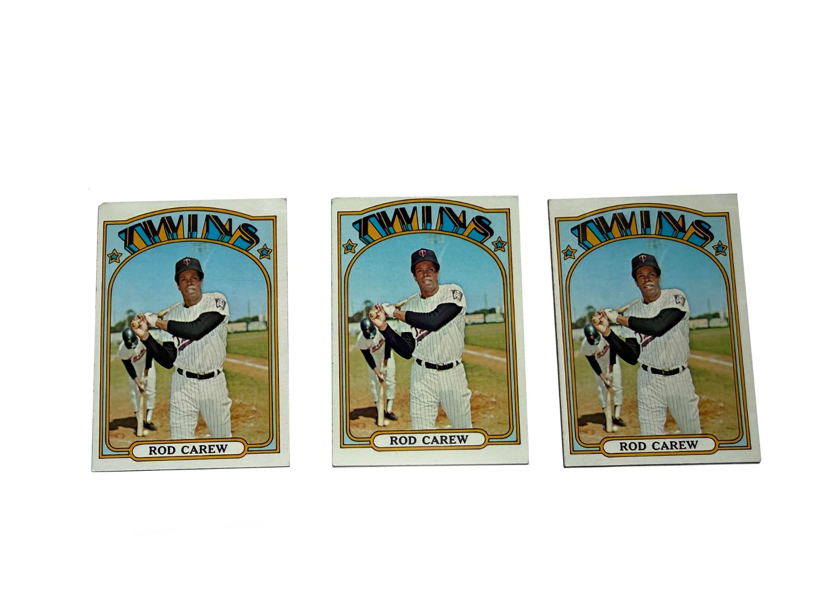 1972 Topps Baseball Card Twins Rod Carew #695 (Set of 3)