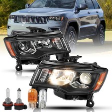 For 2017-2021 Jeep Grand Cherokee Driver And Passenger Halogen Headlights Pair