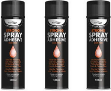(3 Tins) 500Ml  Spray Contact Adhesive Super Strong Carpet Tiles Underla