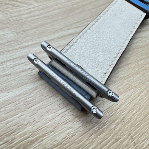 Hermes Blue Run White Leather Band for Apple Watch 42-49mm Unisex - 第 6/10 張圖片