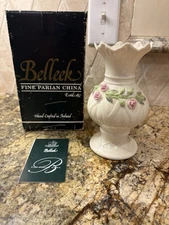 2001 Belleek Ribbon Spill Vase Ireland H48114