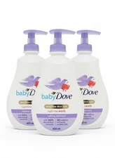 Baby Dove 3pc Lot Sensitive Skin Care Night Time Wash Calming Moisture 13oz (x3)
