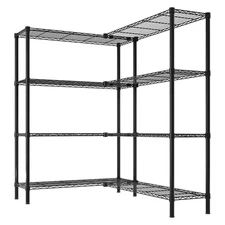 4 Tiers Steel Adjustable Garage Storage Shelving Unit in Black (70.9 In. W X 71