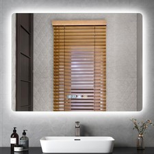 Dimmable LED Bathroom Mirror Lighted Touch Vanity Mirror Anti-Fog 3000K-6000K