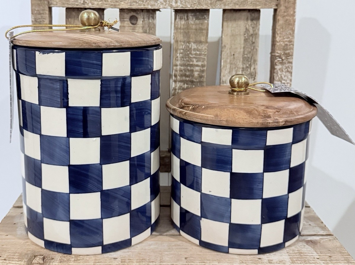 NEW TikTok Viral Blue/White Checkered Canister 5.5” & 7.5