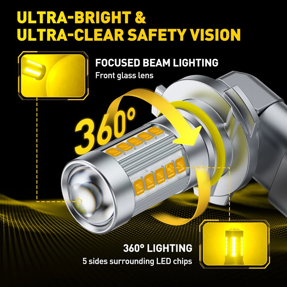 AUXITO 9145 9140 LED H10 Bombillas antiniebla súper brillantes amarillo dorado G27 Foto 4 de 4