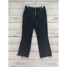We the Free People Button Fly Straight Leg Raw Hem Jeans Womens 29 Black