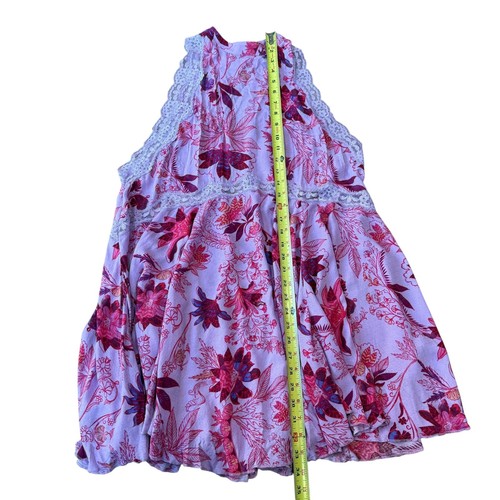 Mini Vestido Free People Lavanda Estampado Floral Encaje Borde Boho Fiesta Cubre M - Imagen 9 de 11