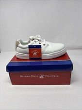 Beverly Hills Polo Club Niños Talla 4-Niños Tenis Blancos con Tacón Tostado lengüeta.