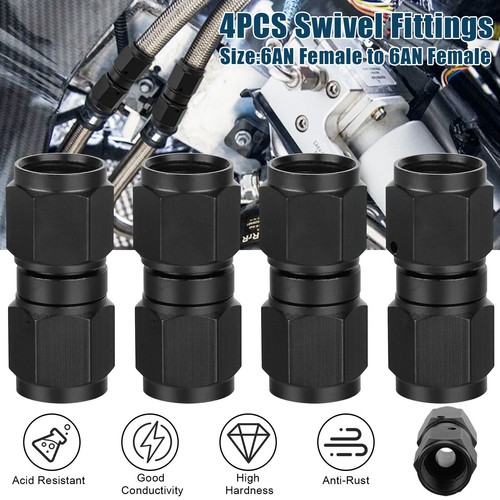 4X 6AN Female to 6AN Female Coupler Straight Swivel Fitting Auto Accessories - Picture 3 of 10