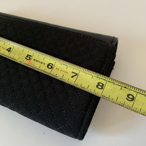 Vera Bradley schwarze Leder- und gesteppte RFID-Geldbörse mit Doppelfaltung und Druckknopf Blumenfutter - Bild 10 von 11