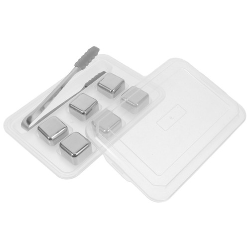 1 Set Cubetti di Ghiaccio Riutilizzabili in Acciaio Inox Whisky Antifusione Cubetti di Ghiaccio Metallo - Foto 6 di 9
