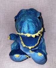 Blue Dinosaur Hand Puppet Plush EUC No Tag