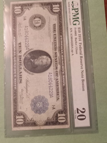 1914 $10 Federal Reserve Large Note - Fr. 905 Boston PCGS VF20 Free Shipping. - Picture 3 of 4