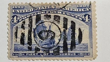 US Stamp Sc 233, 4c Columbus, Used F/VF CV$8.00 (509A)