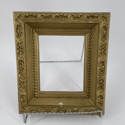 Gilded Gilt Gesso Picture Frame x3 Raised Scrollwork Beaded Trim 4x5" Glass - Picture 5 of 24