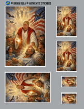 Trump Jesus Sticker Sheet 6 Stickers Small To Large President Trump Son Of God