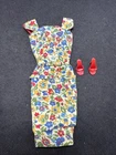 Vintage 1960s Barbie “On The Go” Floral Sheath Dress, Hanger & Shoes
