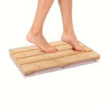 PELYN Bamboo Wooden Bath Shower Mats for Bathroom Floor, Small Bamboo Wood Bathr