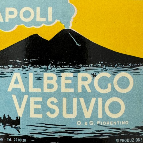 Vintage Hotel Travel Luggage Label Hotel Albergo Vesuvio Napoli Naples Italy - Picture 4 of 5